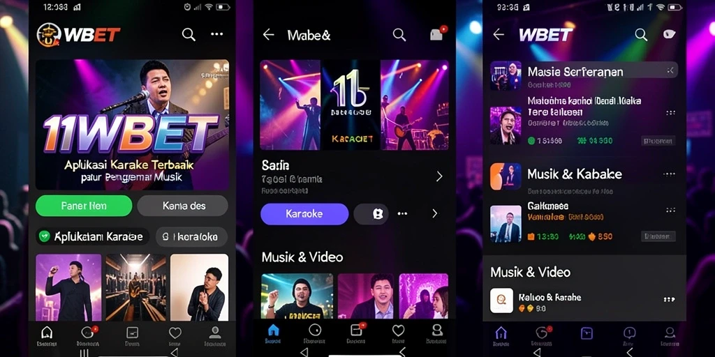 Antarmuka aplikasi karaoke 11WBET yang intuitif dan mudah digunakan.