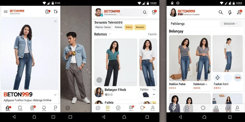 Antarmuka BETON999 yang menarik dan user-friendly untuk belanja fashion.