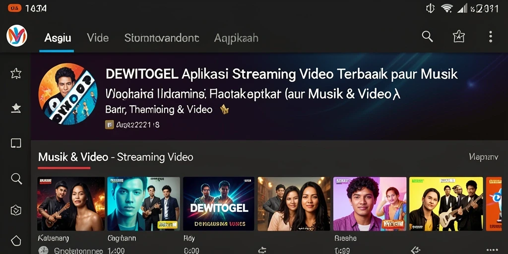 Tampilan antarmuka <strong>DEWITOGEL</strong> saat streaming video dengan berbagai pilihan konten.