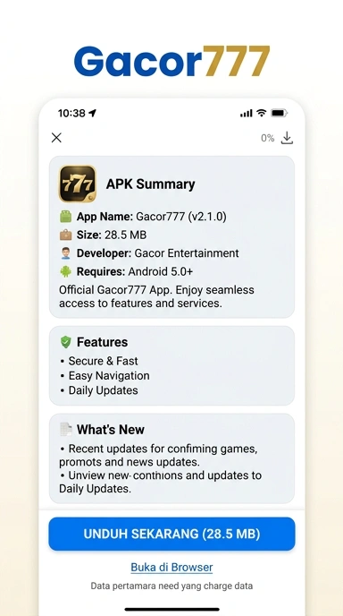 Tampilan halaman APK gacor777